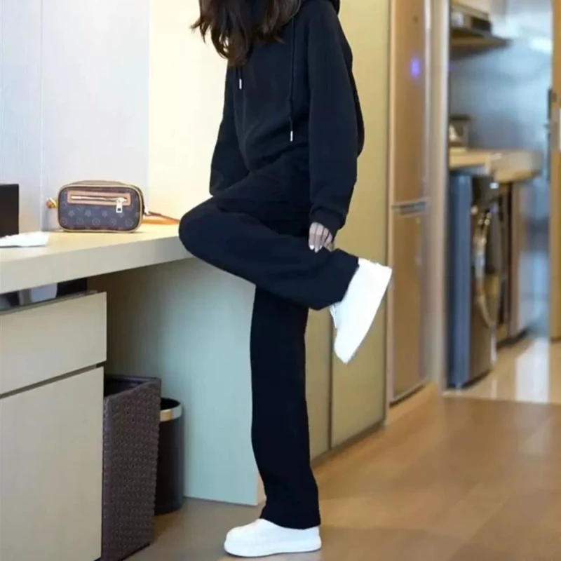 Женский Повседневный короткий свитшот и брюки в стиле ретро однотонный