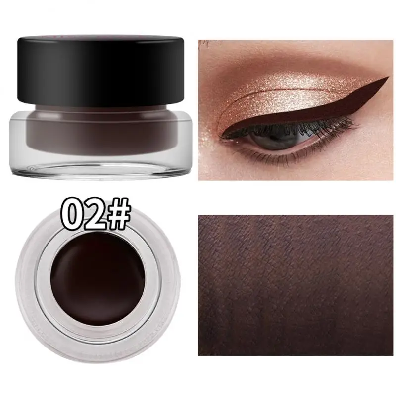 

Eyeliner Cream+Eyeliner Brushes Kit Black+Brown Eye Liner Waterproof Smooth Non Smudge LastingLiner Makeup Tool
