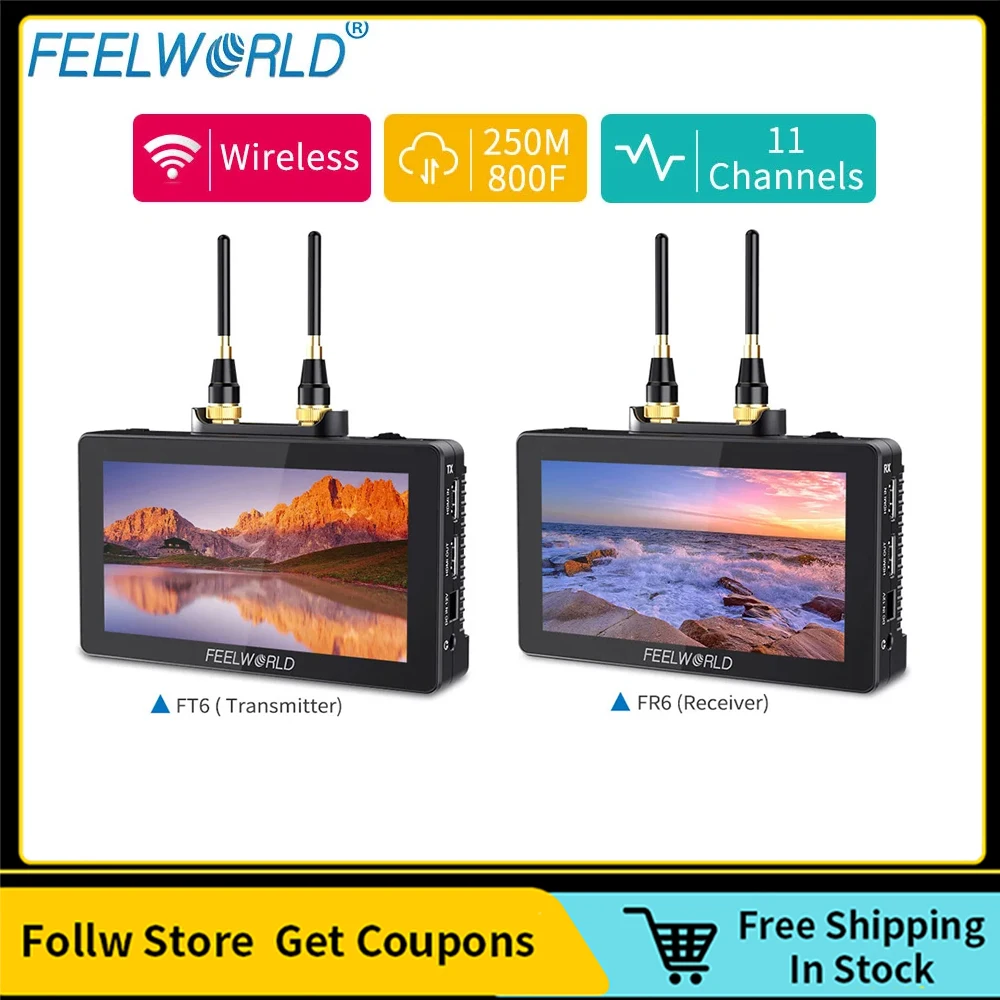 Беспроводной видеопередатчик FEELWORLD FR6 FT6 5 дюйма монитор приемника 0 07 с низкая