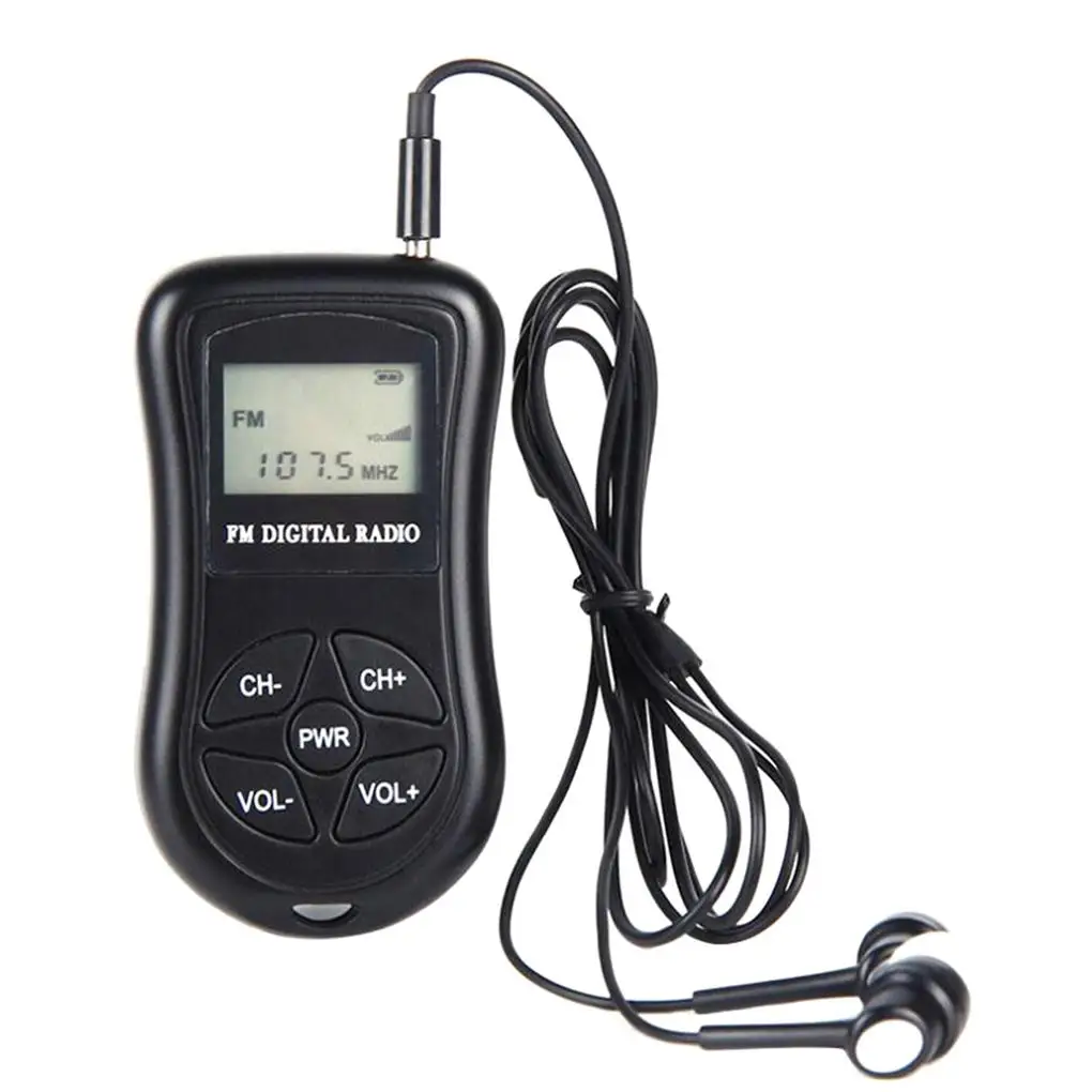 

Mini DSP Digital Display FM Stereo Radio Conference Receiver with Wired Earphone 60-108MHz Receiving Frequency battery Powered