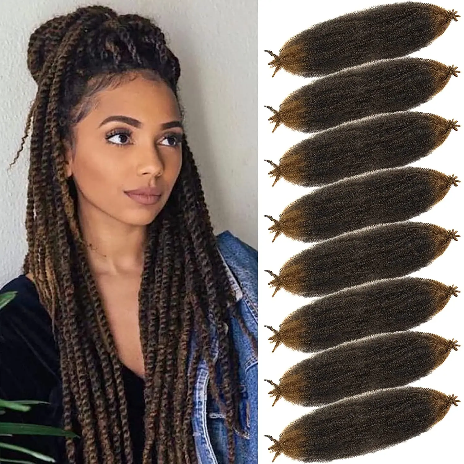 

Springy Afro Twist Hair Kinky Twist Crochet Braiding Hair Soft Pre-Separated Spring Twist Hair For Marley Twist Braids Hair