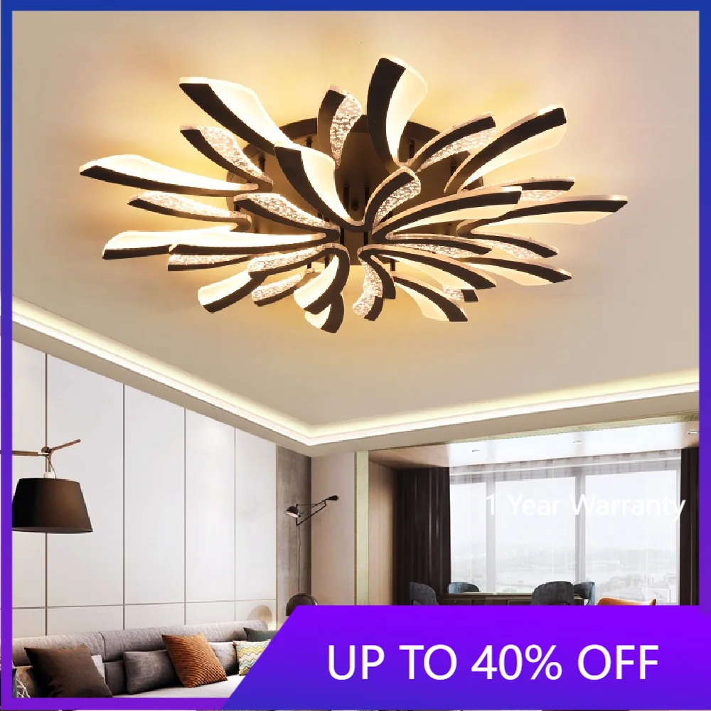 

Modern LED ceiling chandelier lights for living room bedroom Dining Study Room White Black Body AC90-260V Chandeliers Fixtures