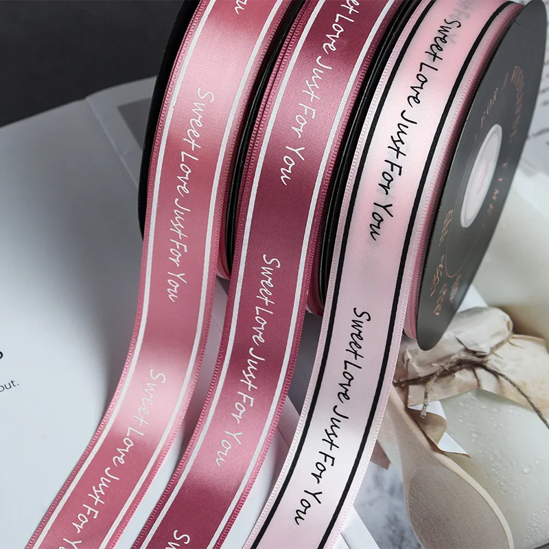 

BN22 2.5cm Flower Striped Ribbon Cake Shop Ribbon DIY Decorative Tape Gift Gift Ribbon Bouquet Packaging Silk Tape