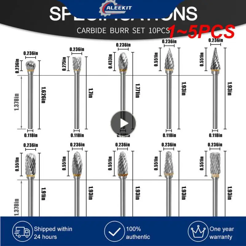 

1~5PCS Shank Tungsten Carbide Burs Drill Bits for Metal Milling Cutter Carbide Electric Rotary Tools Dremel Woodworking