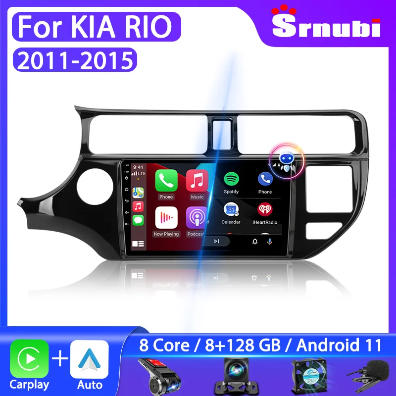 Srnubi 2 Din Android Car Radio for KIA RIO K3 PRIDE 2011-2015 Multimedia Stereo GPS Navigation 9" DVD Speakers Audio Carplay