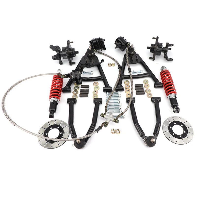 1Set 310mm Front Suspension Swing A Arm Steering Strut Knuckle Spindles with Brake Wheel Hubs Fit For DIY ATV Buggy Vehicle Bike