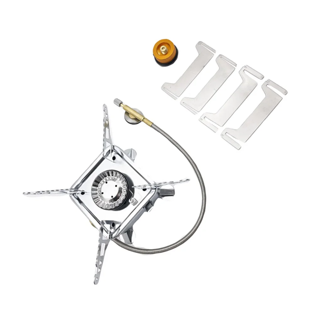 

Газовая плита для кемпинга, переносная горелка с насадкой для приготовления пищи, подходит для путешествий и кемпинга, 1 комплект