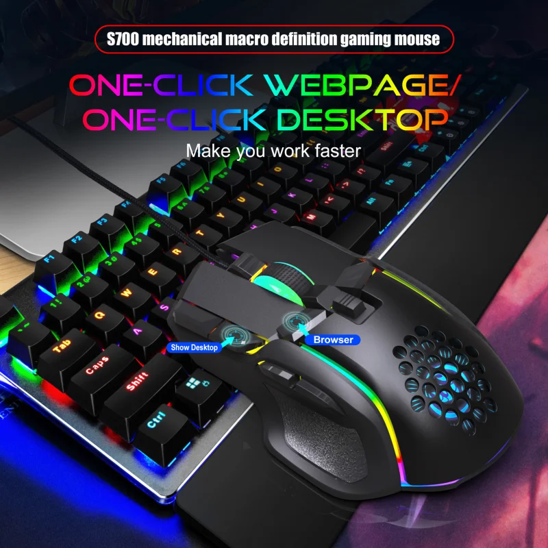 

Mechanical Mouse Wired Gaming Mouse RGB Backlight Mause PC Gamer 10 Buttons Programming 12800dpi Ergonomic Mice For Laptop