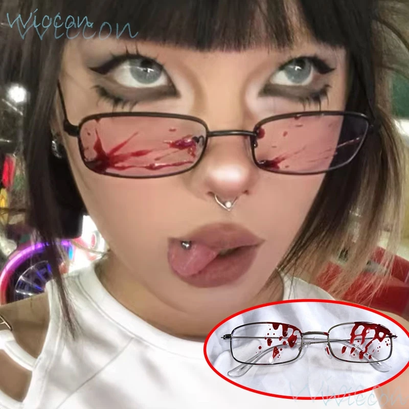 Очки Bloodstains панк-декоры Jirai Kei очки JiraiKei Yandere готический косплей сексуальный