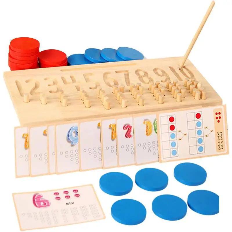 

Деревянная доска для рисования по номерам, деревянная математическая игрушка Монтессори, Дошкольное обучение и обучающая математическая игра для детей