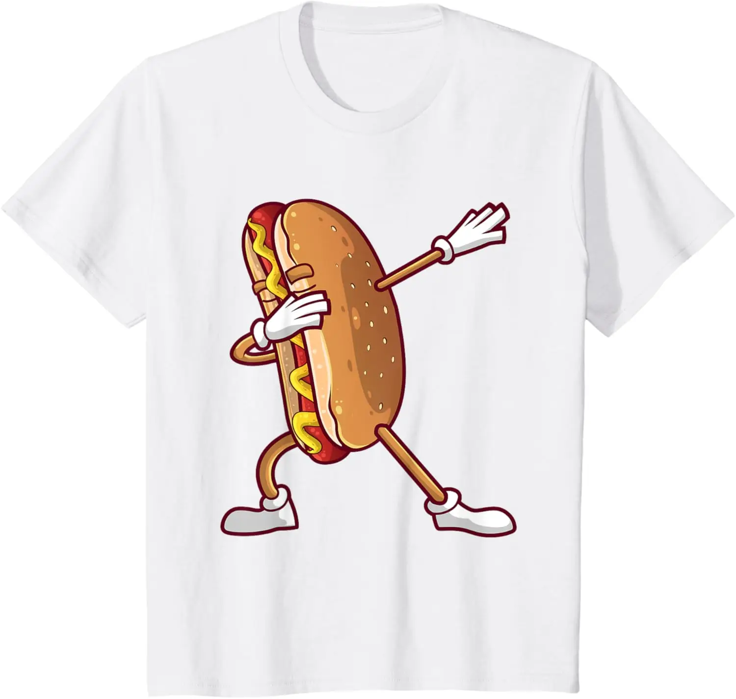 Милая забавная футболка с размазанным хот-догом для мужчин и женщин танцующая