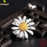 real 925 sterling silver jewelry chrysanthemum brooch for women 18k gold plating original design suit dress corsage accessories