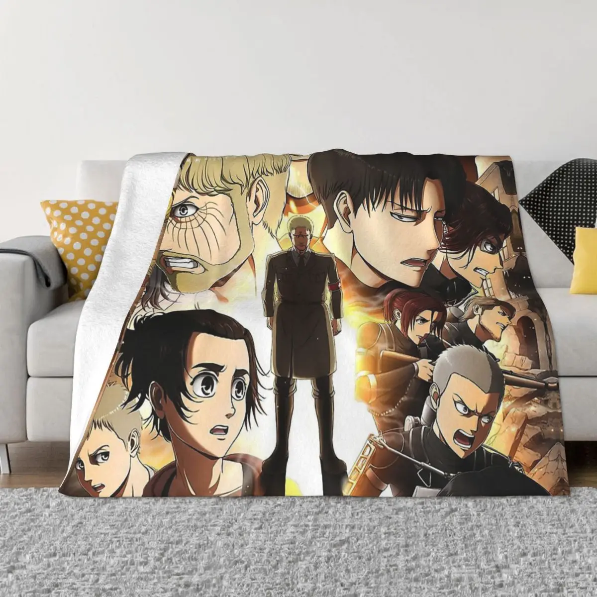 

Одеяло Эрена Микаса из фланели, Фланелевое теплое покрывало на сезон осень-зима, «атака на Титанов», «атака на Титанов», постельные принадлежности