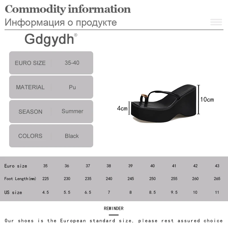 Gdgydh Women's Thick Sole Wedge Sandals Open Toe Height Increased Beach Slides Summer Non Slip Flip-flops Platform Slides