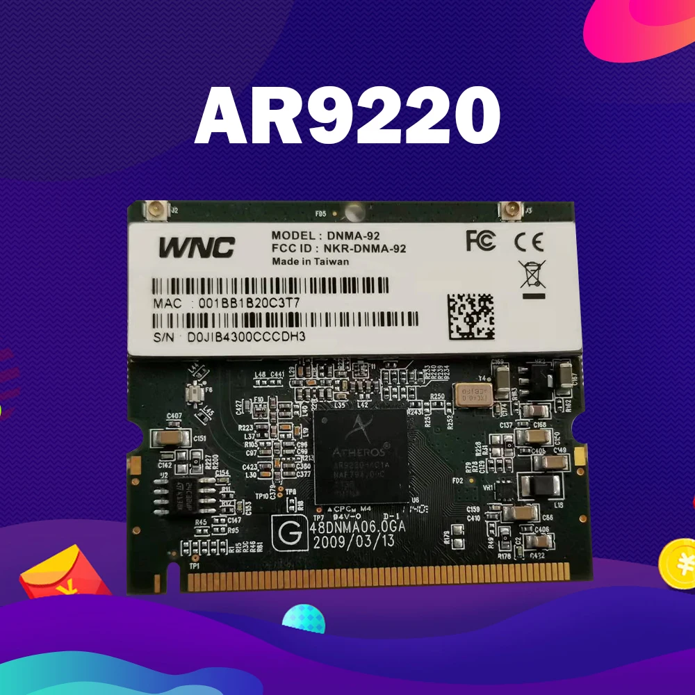 

Atheros AR9220 Mini PCI 300Mbps 802.11a/b/g/n Wireless WLAN Wifi Card