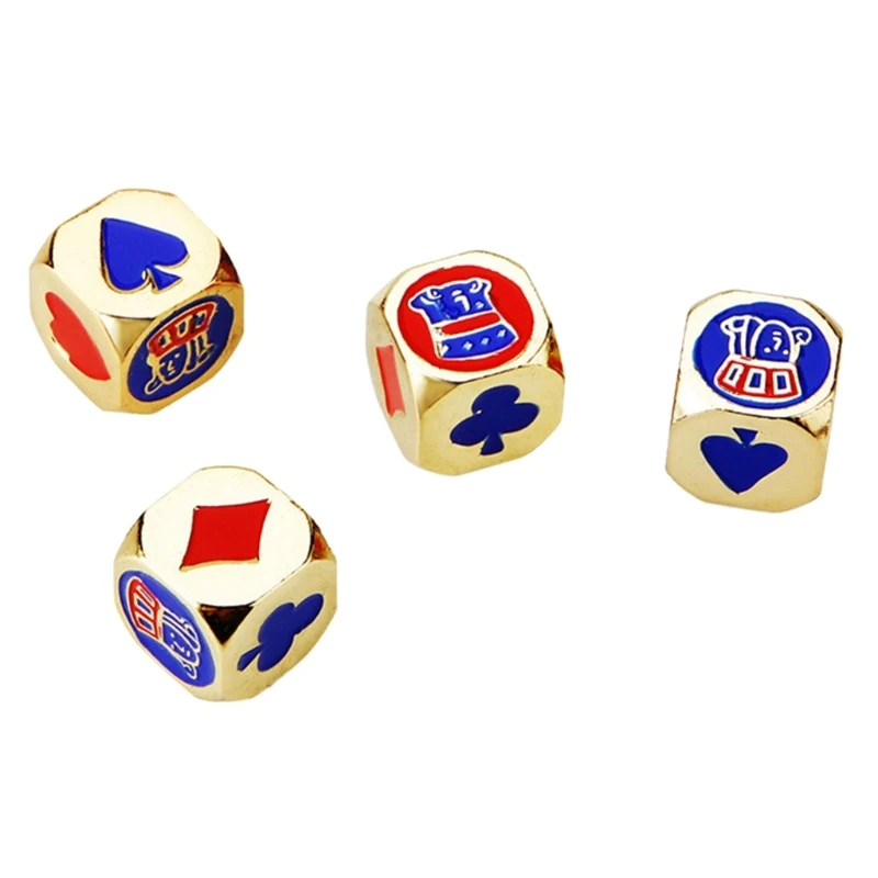 

4 Pieces Table Game Dice Gold Dices Solid Metal Dices Poker Games Dices for Men