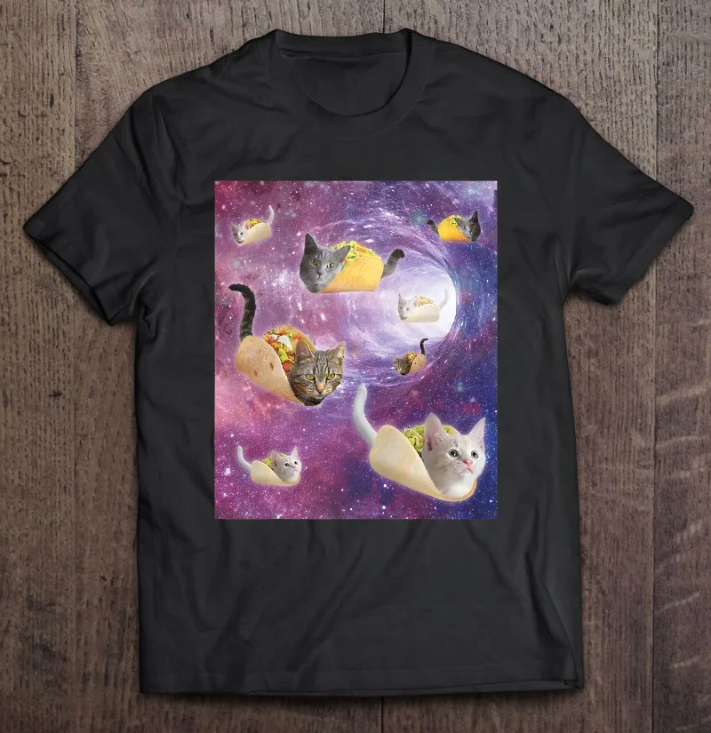 

Футболка Taco с изображением кошки в космосе, галактика, мужские футболки, мужская футболка, Мужская футболка, графтовая футболка большого ра...