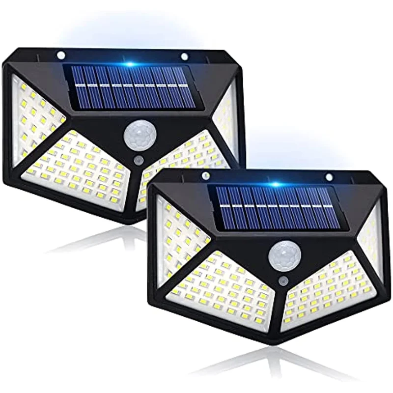 

Уличные фонари на солнечной батарее, IP65 датчик движения, 100 светодиодов, отражатель, датчик движения, безопасность для наружных стен, патио, двора, гаража, палубы, сада