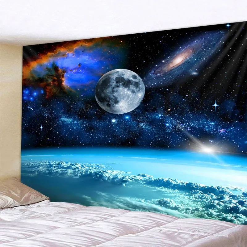 Фото Гобелен Galaxy Мягкий материал из микрофибры Яркие планеты и звезды Настенный декор Идеально подходит для любителей космоса Уникальный космический дизайн №2