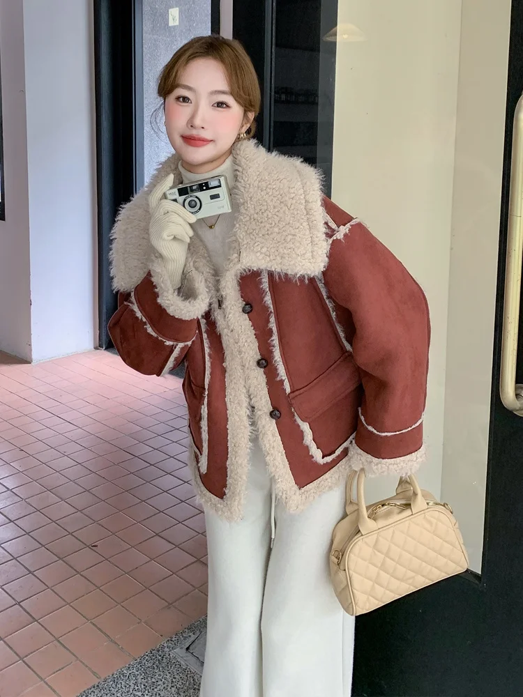 Ankela Red Small Man Верхняя одежда из овечьей шерсти зима 2024 новинка High Sense супер красивая