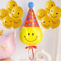 cute yellow smiley latex balloons 4d birthday transparent helium ballon birthday party decor kids toys baby shower photo props