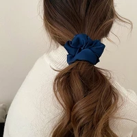 klein blue silk oversized scrunchies polyester women big hair ties elastic hair bands gir ponytail holder hair accessories