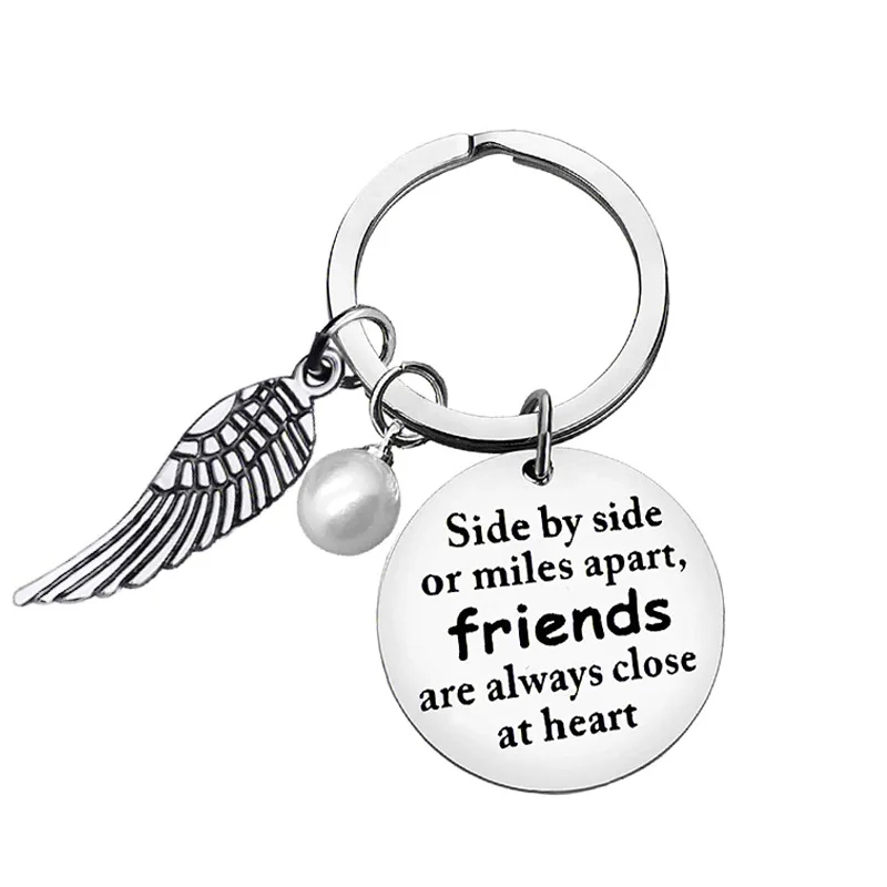 

Side By Side or Miles Apart, Friends Sister Stainless Steel Keyring Keychain Charms Women Jewelry Accessories Gifts Fashion