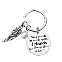 side by side or miles apart friends sister stainless steel keyring keychain charms women jewelry accessories gifts fashion