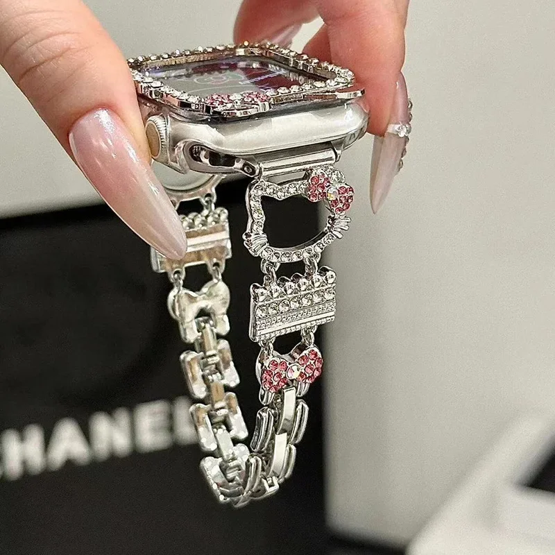 Ремешок для часов милый металлический бриллиантовый браслет Apple Watch S9 40 41 42 мм