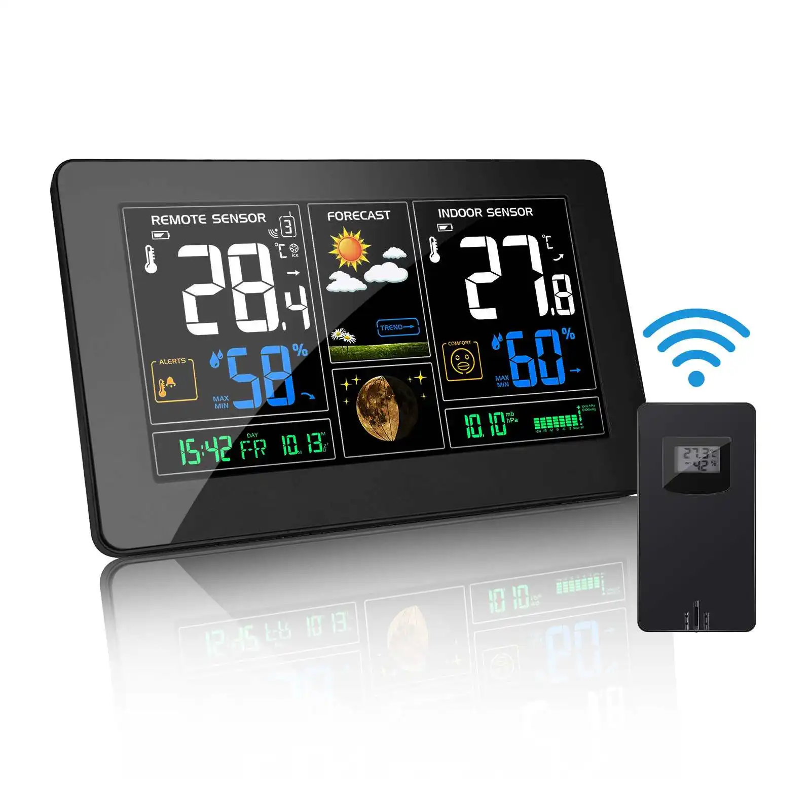 

LCD Electronic Digital Temperature Humidity Meter Thermometer Hygrometer Wireless Indoor Outdoor Sensor Weather Station Clock