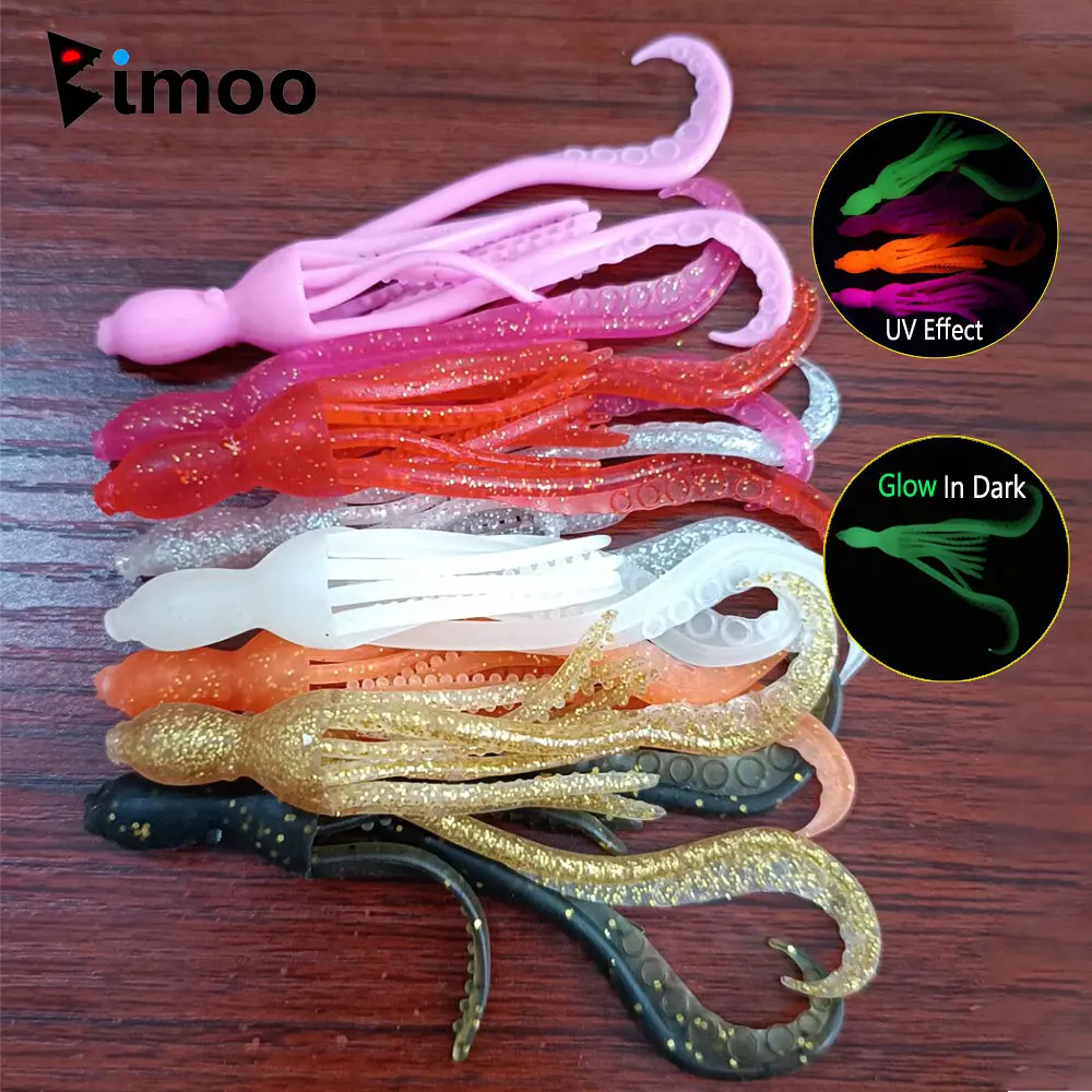 Bimoo 3 шт. 9 г светящаяся УФ Мягкая приманка в виде осьминога для кальмара плавающий