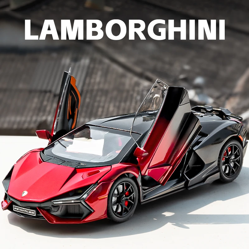 Simualtion 1:24 Lamborghini Revuelto супермодель автомобиля со звуком Детский мальчик литые