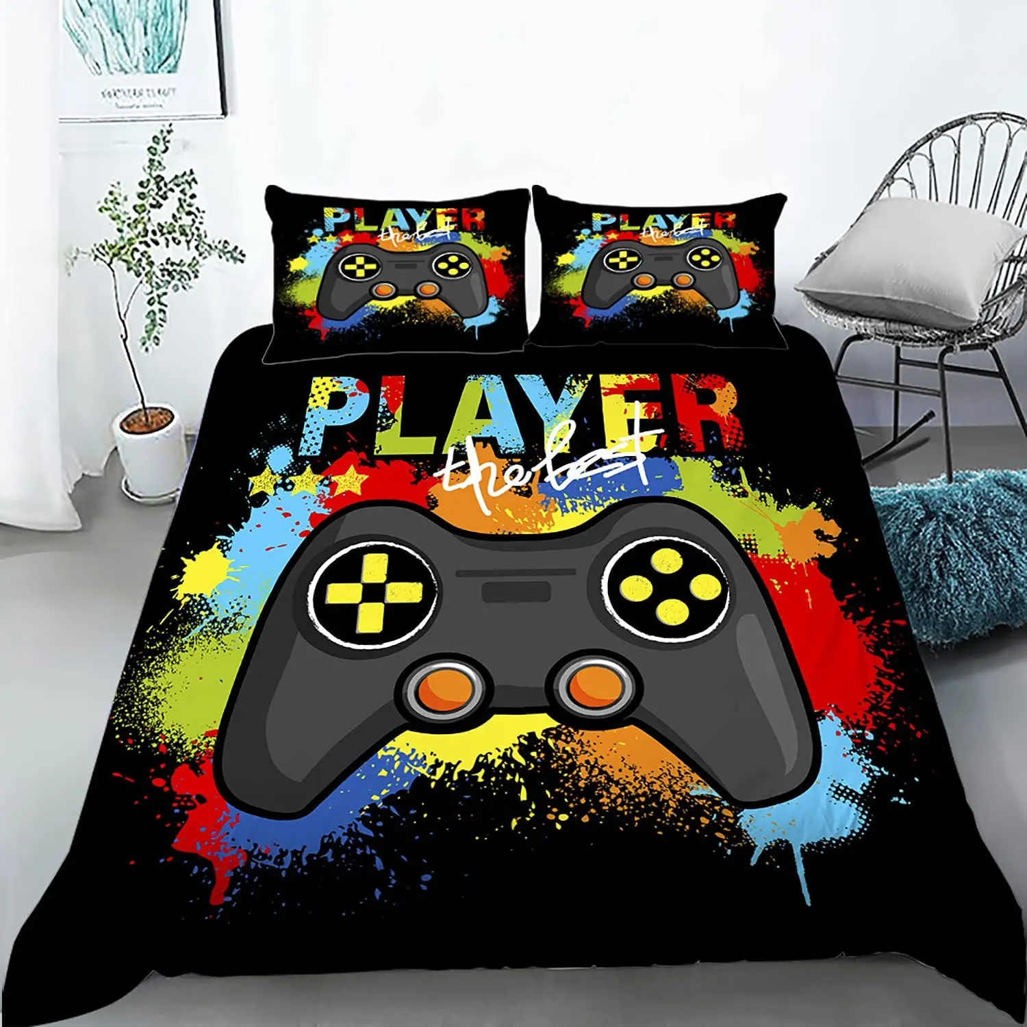 

Gamer Bedding Set,Video Games Comforter Cover Set,Gaming Bedding Set Full Size,Gamepad Bedding Set for Kids Boys,Game Room Decor