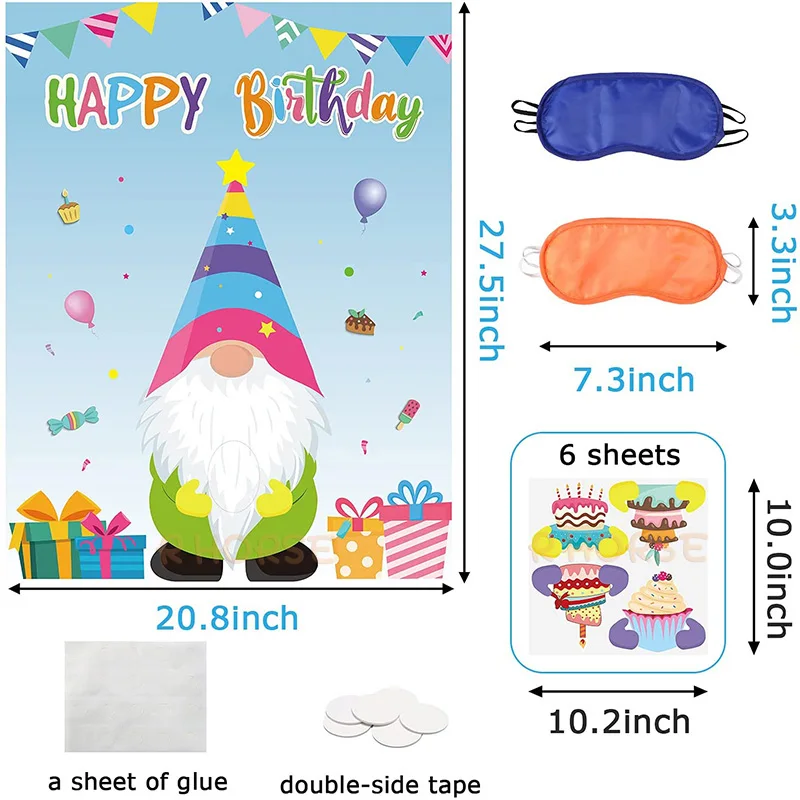 Наклейка Gnome на день рождения, игровой постер, повязка на глаза для нескольких игроков, развлекательная работа, Настенный декор для детей от AliExpress WW