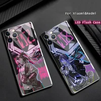 for xiaomi poco x3 nfc f3 case led flash case shockproof glass phone case for xiaomi redmi note 9 10 pro 8 7 luminous back cover