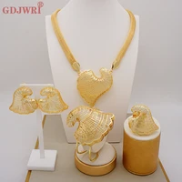 newest big pendant choker dubai gold necklace earrings bracelet ring set ladies exquisite banquet dating wedding jewelry set