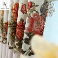 cotton and linen embroidered jacquard blackout curtains window screen new chinese style peony blackout curtains for the bedroom