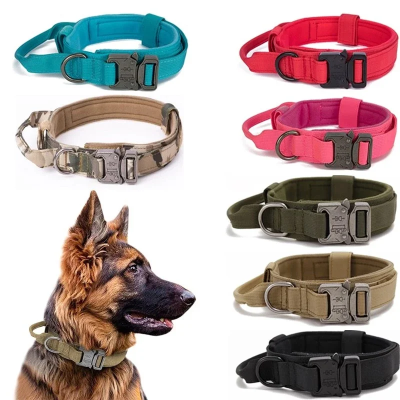 

Duarable Military Tactical Dog Collar German Shepard Medium Large Dog Collars For Walking Training Dog Collar Control Handle