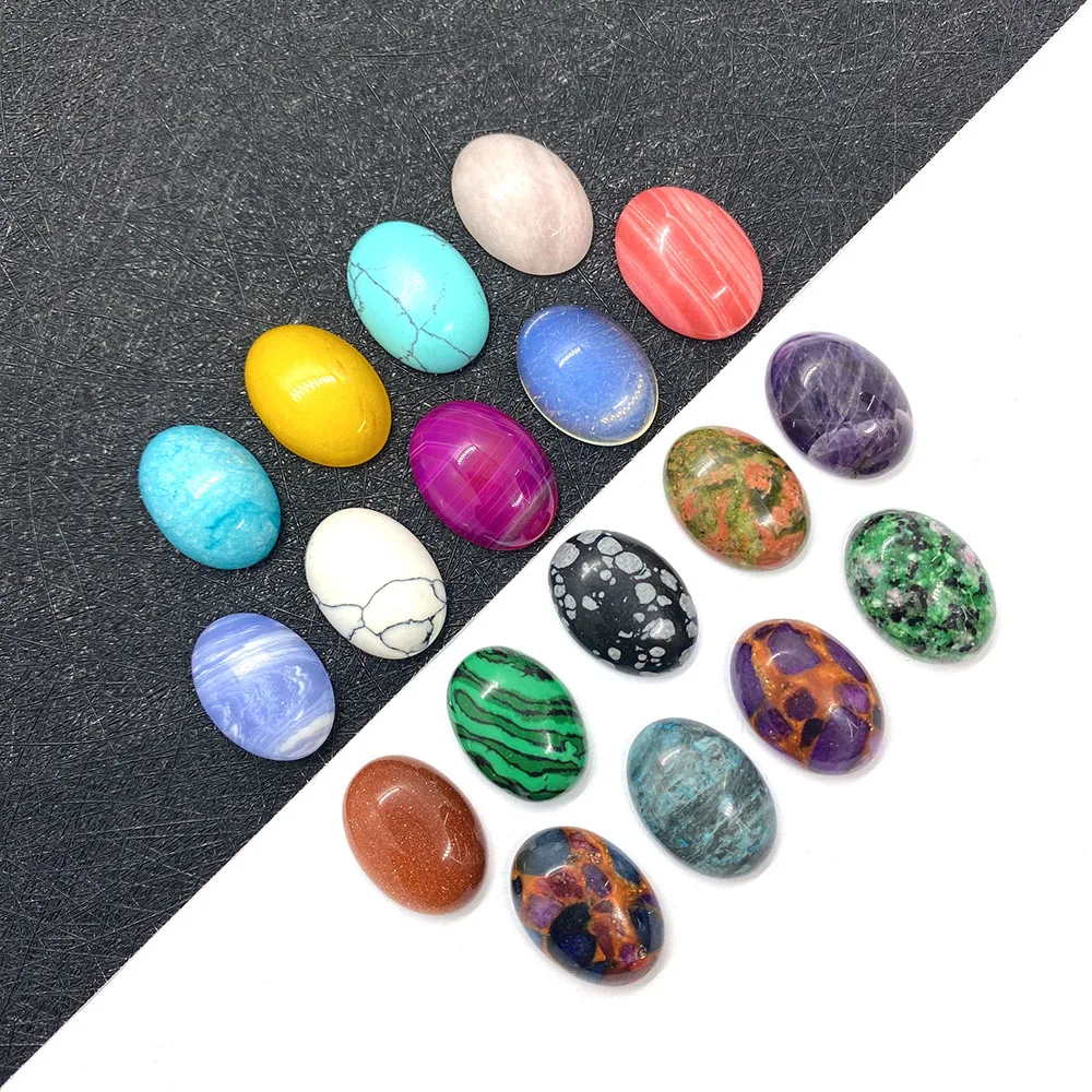 

5pcs/bag Natural Stone Turquoise Non-porous Ring Face 6-18mm Amethyst Oval Agate Ring Patch Charm DIY Necklace Pendant Accessory