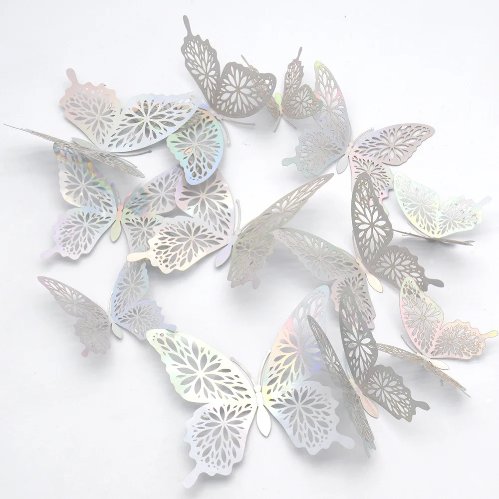 

3D Butterfly Golden Silver Sticker Wallpaper Room Decor Home Accessories Mirror Home Decorations Weding Party Decor Wall Sticker