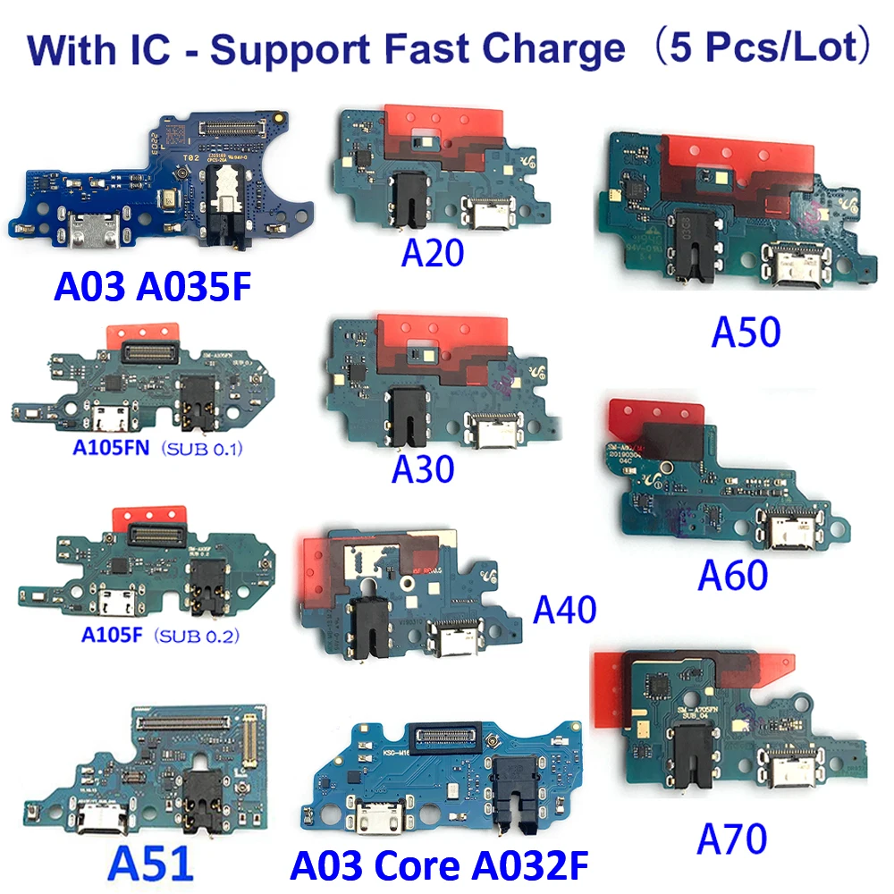 

5Pcs, Original USB Charging Port Connecto Board For Samsung Galaxy A035F A03 Core A105FN A70 A60 A50 A40 A30 A20 A10 A750F A920F