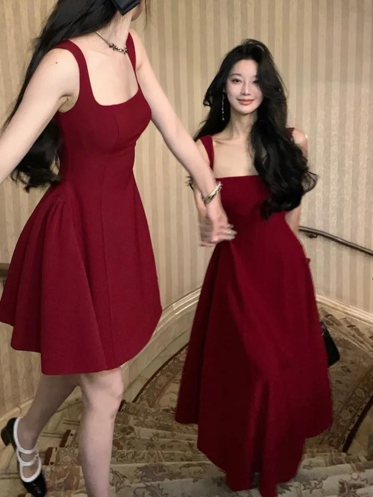 Женское винтажное платье-миди без рукавов элегантное вечернее платье-трапеция в