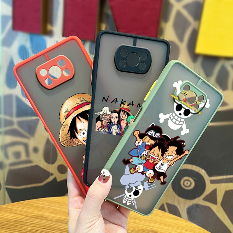 

Cute ONE PIECE Dessert For Xiaomi Mi 11T 11 10 Ultra Pro Lite Note10 Poco X3 F3 GT NFC M3 Frosted Translucent Phone Case Fundas