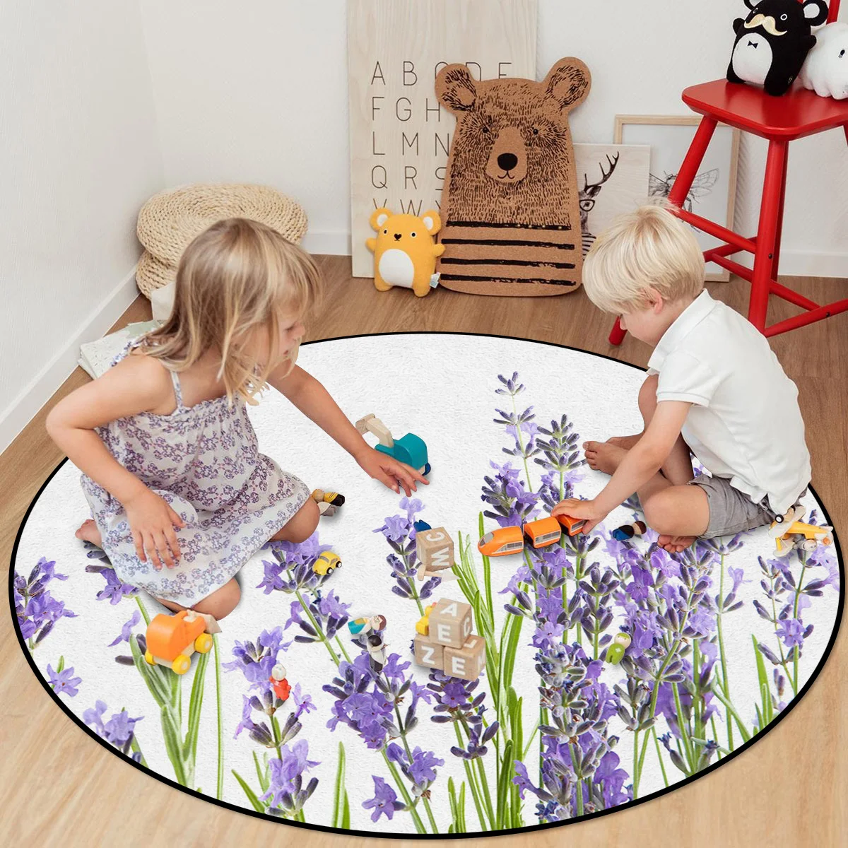 Фиолетовый лавандовый обеденный стол пол круглый ковер моющийся коврик для