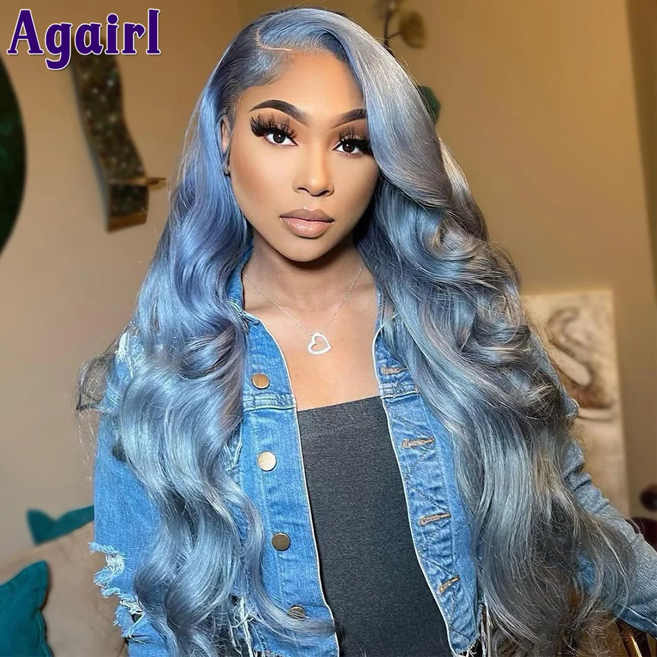 Gray Colored Human Hair Body Wave Wigs HD Transparent Lace Frontal Wig 28 30 Inch Pre Plucked with Baby Hair for Black Women