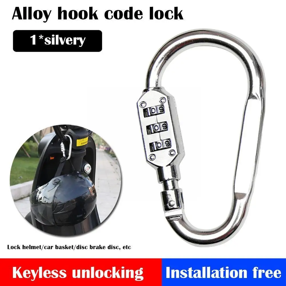

3 Digit Dial Combination Code Number Lock Padlock Electric Hat Hooks Motorcycle Lock Gear Riding Scooter Locks Anti-theft H R5G0