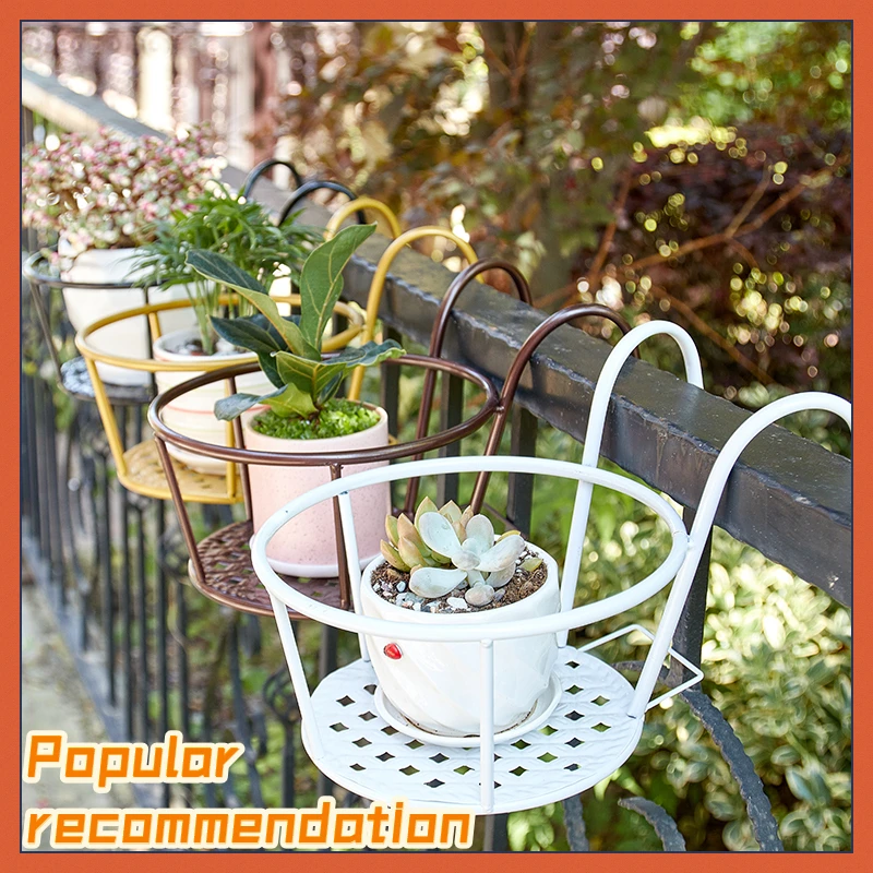 

Balcony Flower Frame European Iron Railing Potted Plant Shelf Window Sill Bracket Plant Hanging Flower Pot Planter Flower Stand