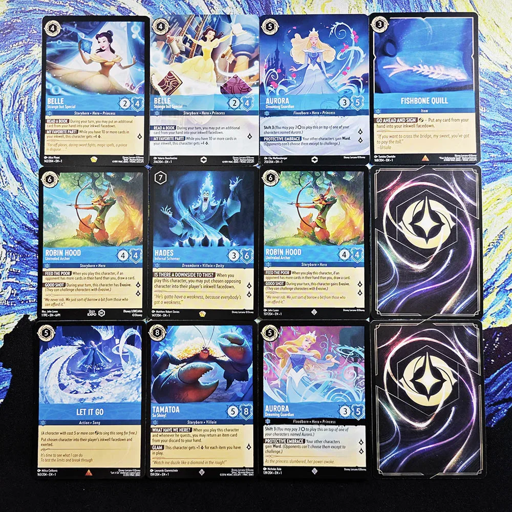 Дисней лоркана прокси чернила сапфир нонефольга-Аврора Белль хады let it go tamatoa совершенно новый мир TCG игровые карты