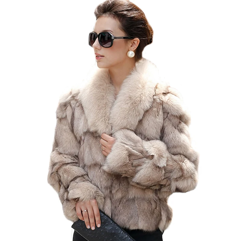 Женская Шуба из натурального меха норки Роскошная Красной лисы спереди наряд