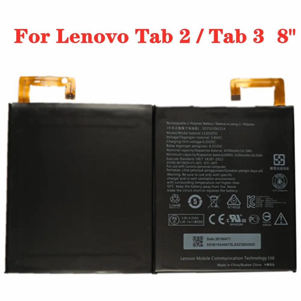 

For Lenovo Lepad Tab 3 8" TB3-850F TB3-850M / Tab 2 A8-50 A5500 S8-50 Tablet Phone Battery L13D1P32 4290mAh Batteries